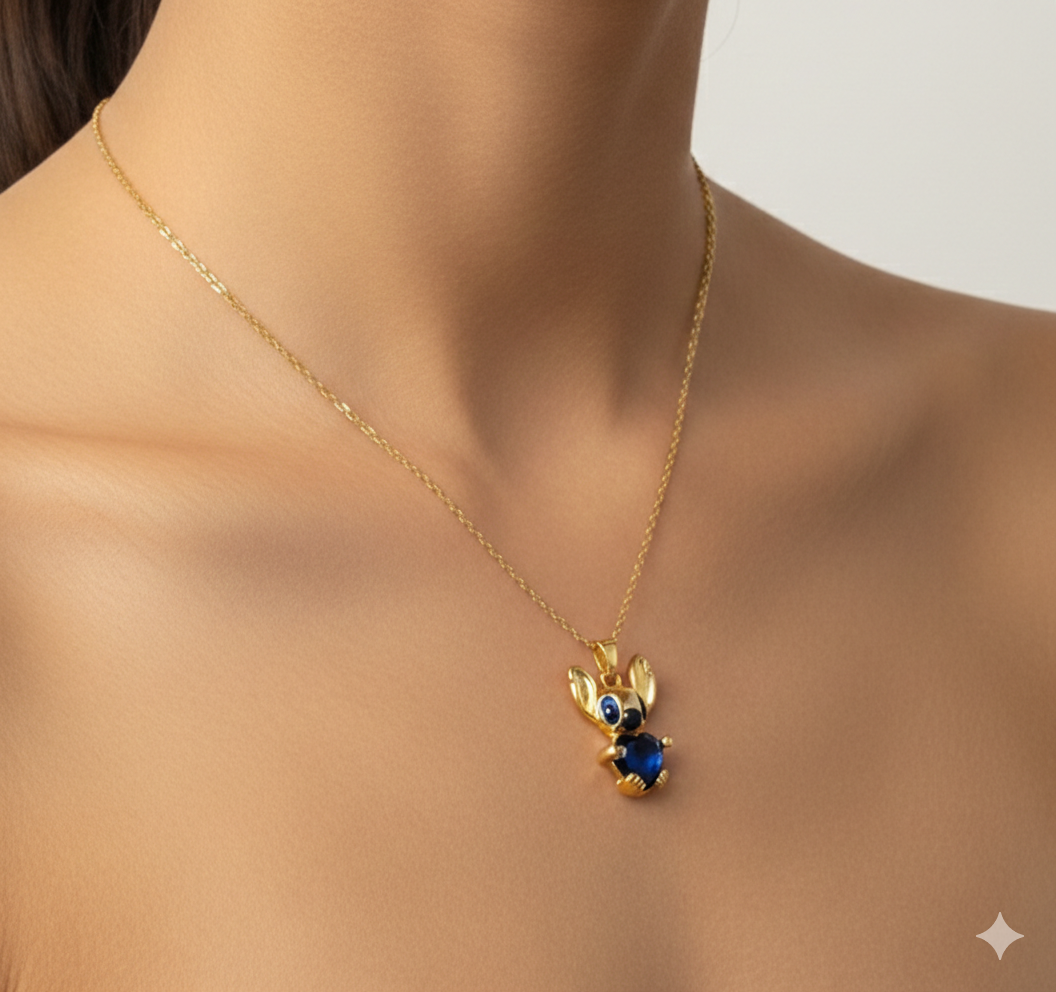 Pırlanta Taşlı Stitch Kolye